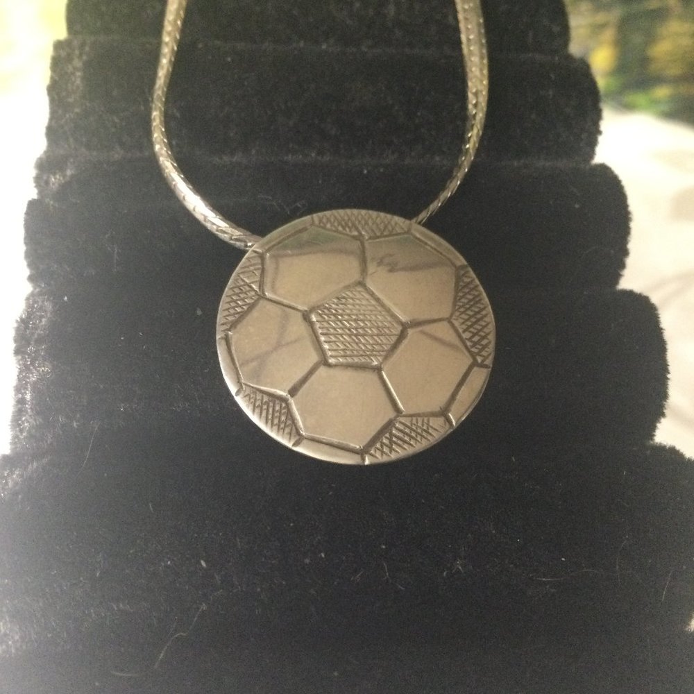 SOCCER BALL PENDENT ON SILVER CHAIN